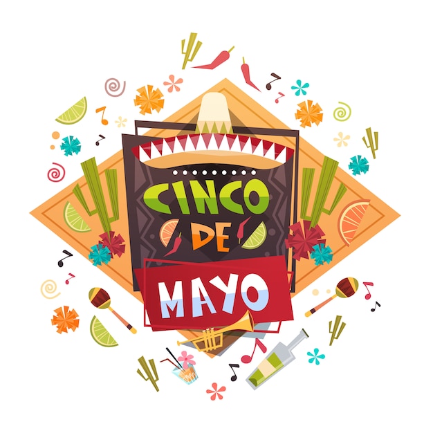 Vetor cinco de mayo mexican holiday greeting card decoração poster design