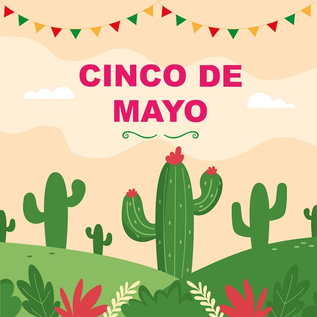 Cinco de Mayo Postcard Banner para a ilustração vetorial de férias