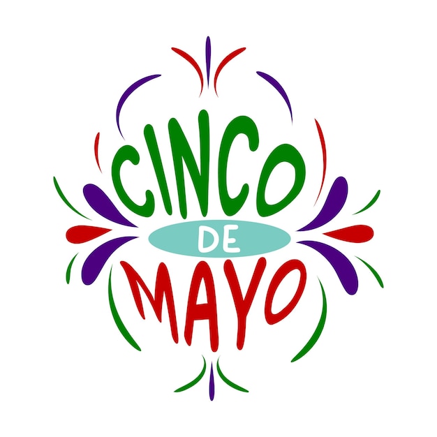 Vetor cinco de mayo texto com padrão mexicano 5 de maio feriado federal tipografia tradicional ornamentada