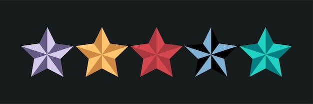 Cinco estrelas coloridas usadas em símbolos de ícones de classificação de qualidade ilustração em vetor