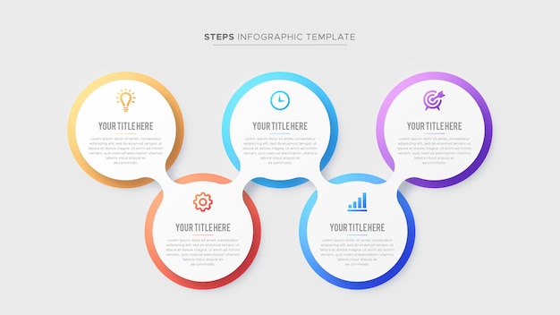 Cinco opções de 5 etapas modelo de design moderno de infográfico de negócios