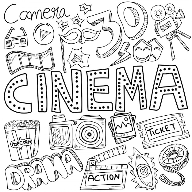 Vetor cinema, cinema, doodles de filmes