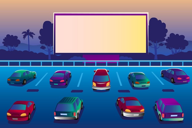 Cinema drive-in no estacionamento