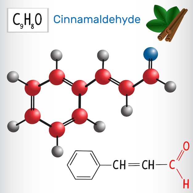 Vetor cinnamaldeído aldeído cinâmico aldeídos na ilustração vetorial da natureza