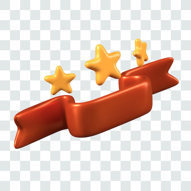 Cinta vermelha festiva com estrelas douradas Composição 3D vetorial para design de conceito de saudação