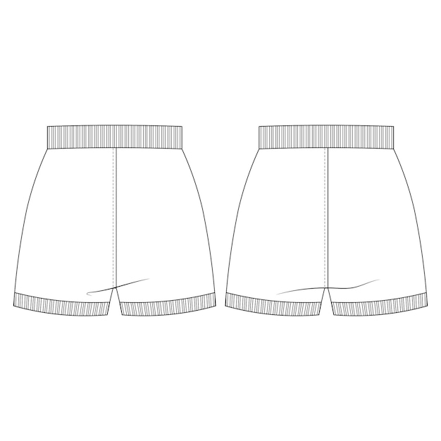 Vetor cintura nervada manguito nervado elástico tricotado mini modelo curto desenho técnico esboço plano cad m
