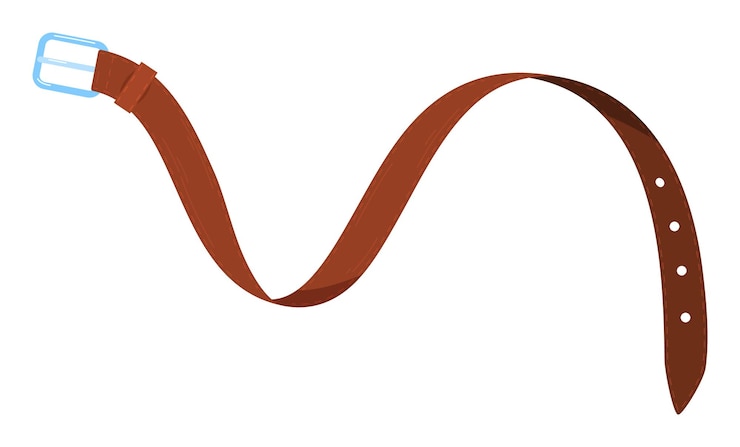 Vetor cinturão de couro castanho ilustração de desenho animado isolado fundo branco cinturão castanho flexível curvo