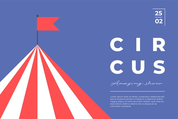 Circo incrível show minimalista na moda cartaz horizontal carnaval parque de diversões design criativo minimalista