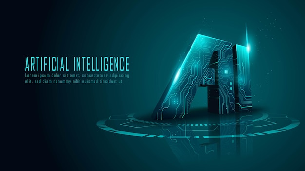 Circuito ai 3D em conceito futurista adequado para tecnologia futura