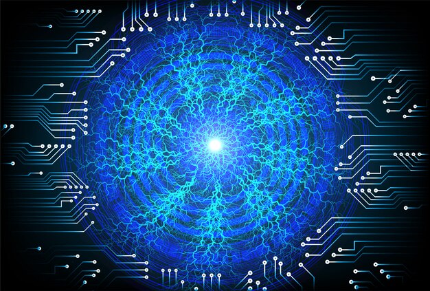 Vetor circuito cyber de olho azul tecnologia futura conceito fundo