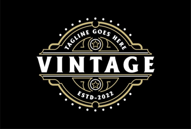 Circular Redondo Vintage Retro Steampunk Emblema Emblema Rótulo Selo Logo Design Vetorial