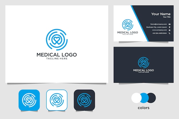 Círculo com saúde para design de logotipo médico e cartão de visita