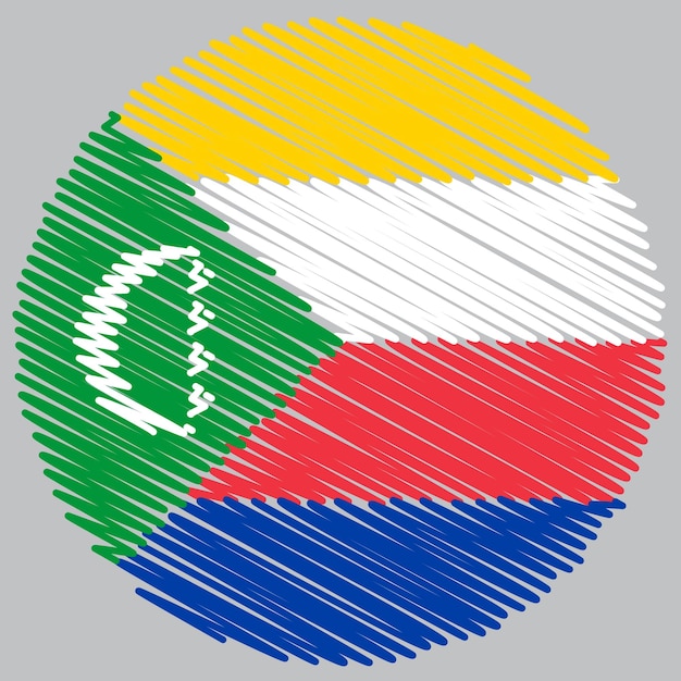 Círculo da bandeira das Comores com efeito de rabiscos