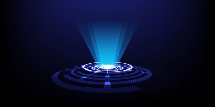 Vetor círculo de inovação tecnológica abstrata estágio de conceito de sci-fi com holograma portal de fundo de luz