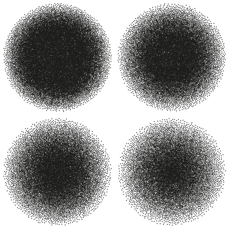 Vetor círculo de meio-tom abstrato dotwork objetos. modelo barulhento. e também inclui