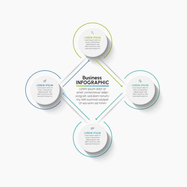 Círculo de negócios. ícones de infográfico de linha do tempo projetados para modelo de plano de fundo abstrato