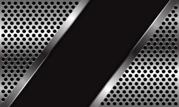 Círculo de prata abstrato malha padrão triângulo no preto espaço em branco design moderno luxo fundo futurista.