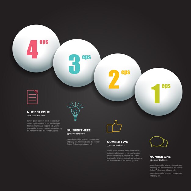 Círculo infográfico 4 etapas rodada diagrama gráfico fluxograma banner modelo vetor