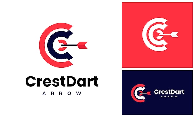 Círculo inicial c centro flecha tiro com arco dardo alvo bullseye circular para design de logotipo esportivo