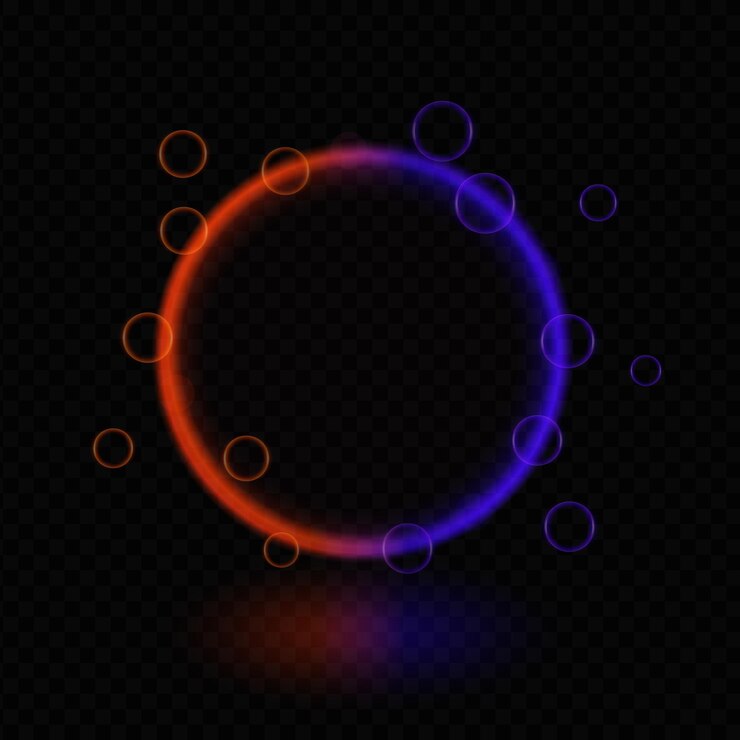 Vetor círculo mágico de gradiente de néon anel multicolor brilhante efeitos de luz futuristas bolhas de reflexão de feixe ciência energia halo luminescente tecnologia quadro brilho vibrante interface digital