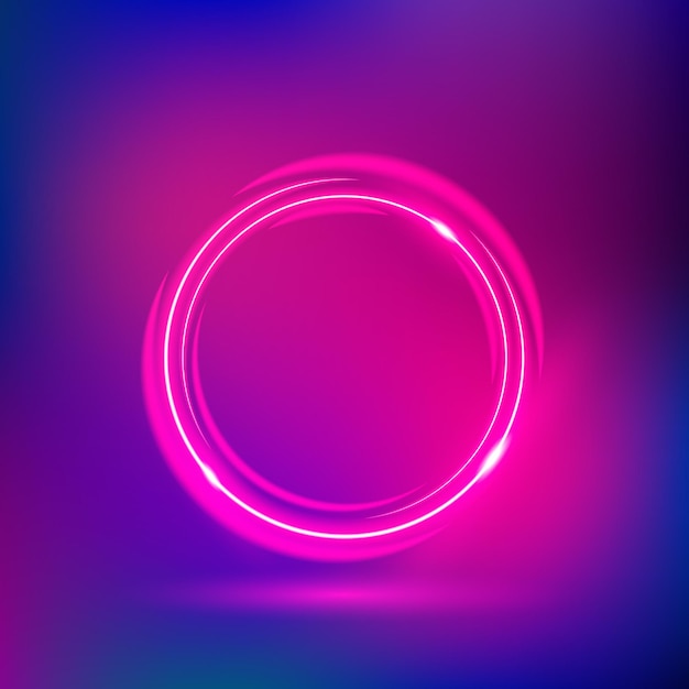 Círculo neon com fundo de malha gradiente