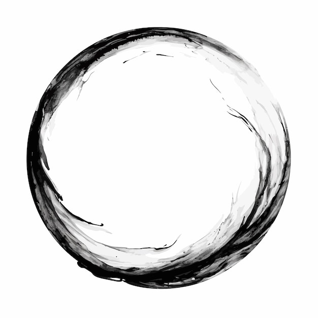 Vetor círculo texturizado sujo forma quadro de círculo de elemento de pintura desenhado à mão em tinta preta