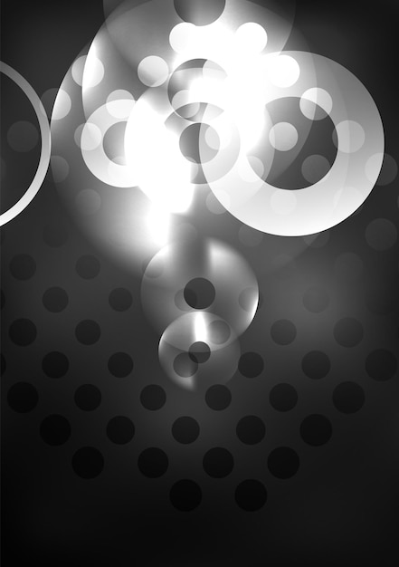 Círculos brilhantes no modelo de design de fundo abstrato de vetor futurista escuro