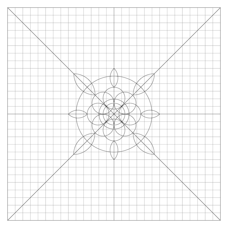 Vetor círculos conectados em mandala mística em flor