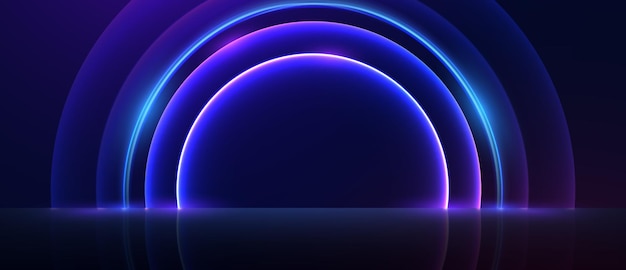 Círculos de luz de néon abstratos