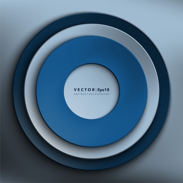 Vetor círculos de papel azul. moldura de papel redondo. superfície de vetor abstrato.