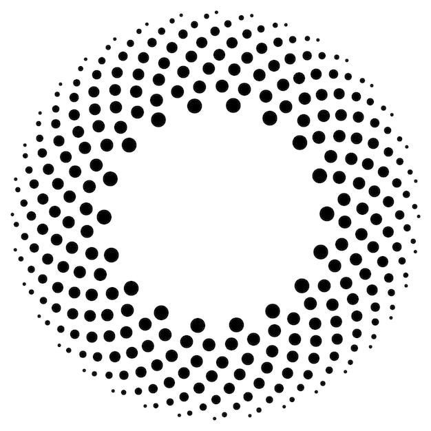 Vetor círculos pretos circulares de meio-tom de pontos ornamento geométrico abstrato ilustração vetorial