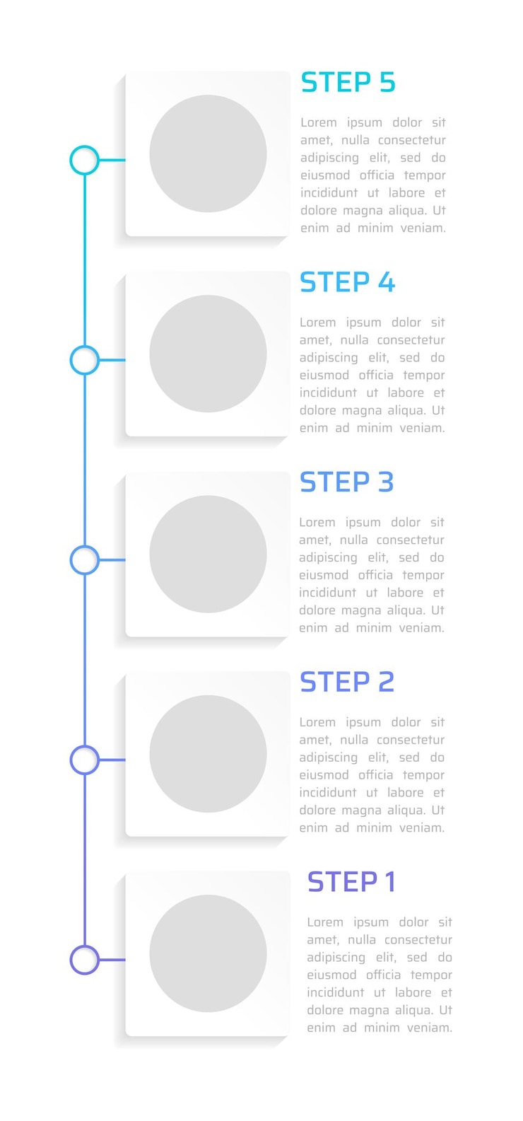 Vetor círculos verticais em branco no modelo de design de gráfico infográfico de opções quadradas