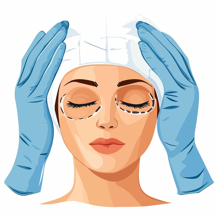 Vetor cirurgião profissional realizando cirurgia plástica em mulher conceito de procedimento médico