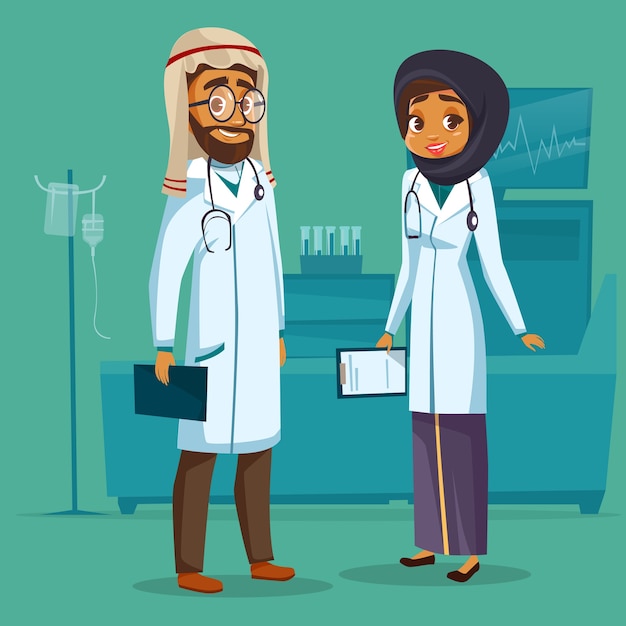 Cirurgiões muçulmanos dos desenhos animados médico especialista médicos