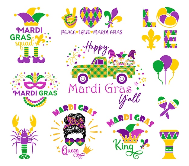 Vetor citação de carnaval letras vetoriais para cartão de pôster de camiseta conceito de mardi gras com maquete de caneca