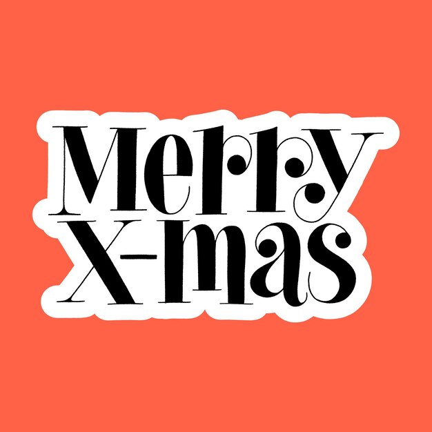Citação de letras desenhadas à mão Merry x-mas para a época do Natal. Texto para mídia social, impressão, t-shirt, cartão, cartaz, brinde promocional, página de destino, elementos de design da web. Ilustração vetorial