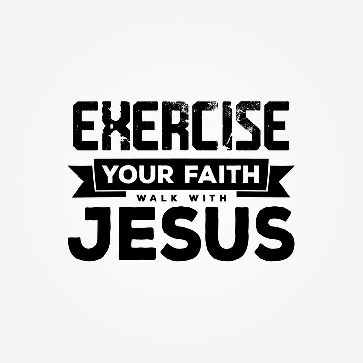 Vetor citações motivacionais de tipografia exercite sua caminhada de fé com jesus
