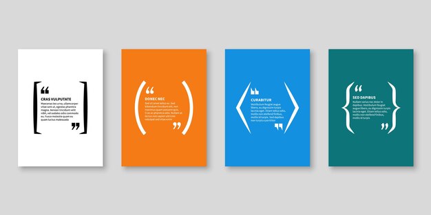 Cite frames. Caixa de texto, formato de bolha com citação para frase de memorando de blog e mensagem de título com espaço de cópia, modelo isolado de vetor de banners de citação