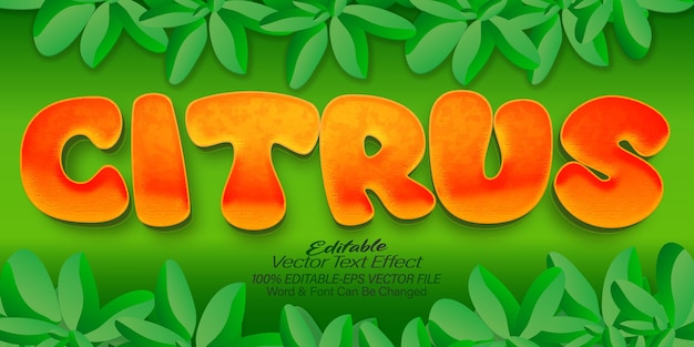 Vetor citrus vector texto efeito editável alfabeto laranja fresco suco exótico