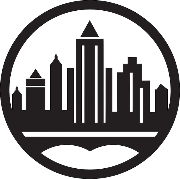 Vetor cityscape canvas edifícios logotipo símbolo metro majestade edifícios ícone vetor