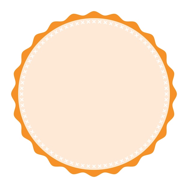 Vetor clássico bordado redondo laranja claro emblema branco adesivo rótulo fundo simples