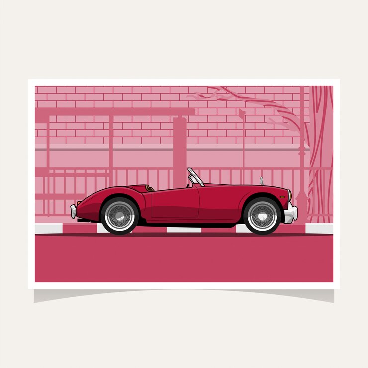 Vetor clássico carro vermelho design conceitual ilustração plana vector