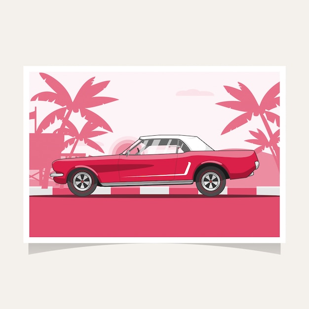 Clássico carro vermelho design conceitual ilustração plana vector