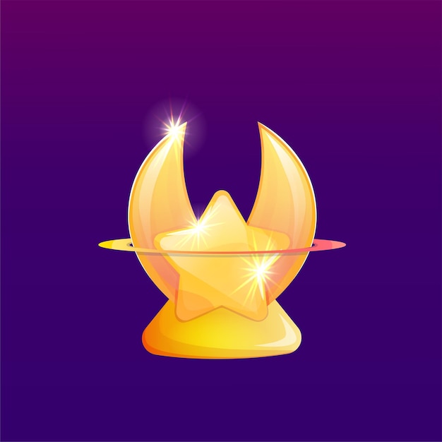 Classificação de estrelas de classificação do jogo para completar os níveis estrela de ouro com asas para design de interface do jogo ilustração vetorial de desenho animado prêmio de aumento de nível