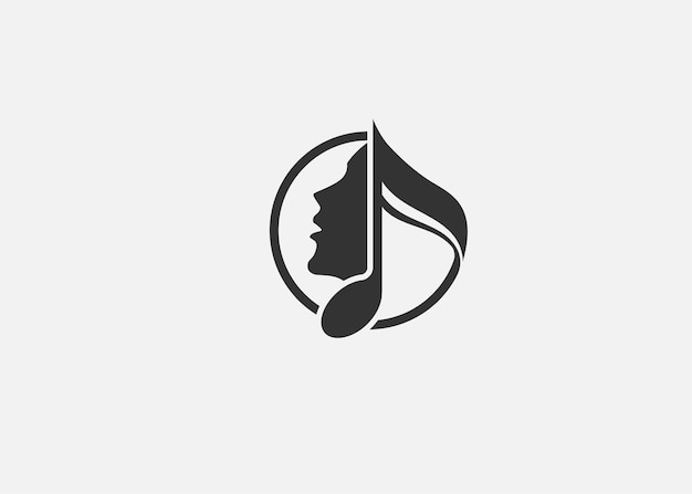 Clave de trevo com cabeça Cantor Coro vocal com notas musicais Cantando