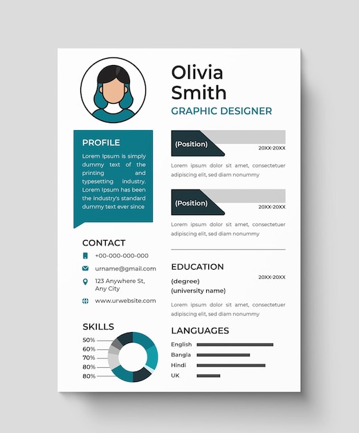 Clean Professional Resume Portfolio CV Template Minimalist Design