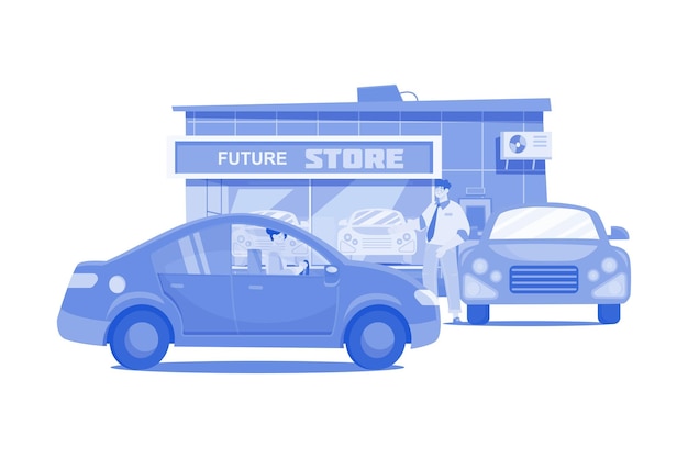Cliente do sexo feminino fazendo teste de carro novo