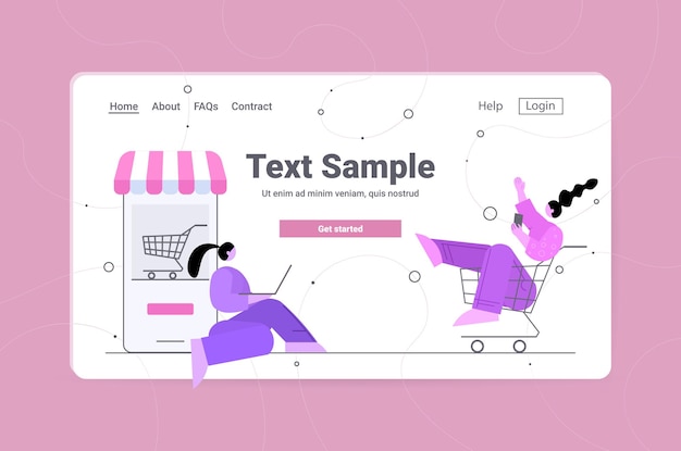 clientes mulheres usando o conceito de mercado móvel on-line do aplicativo de compras