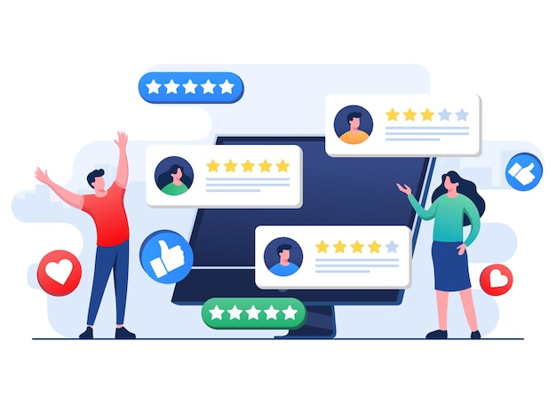 Clientes que deixam estrelas de classificação para o produto ou serviço do site da aplicação Feedback do cliente