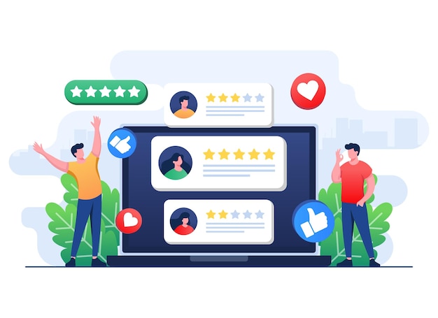 Clientes que deixam estrelas de classificação para o produto ou serviço do site da aplicação Feedback do cliente